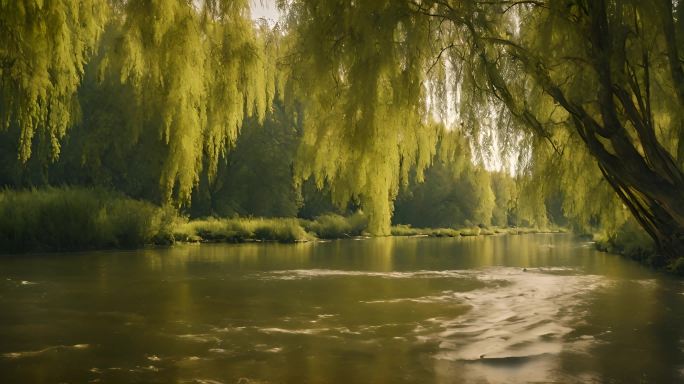 河边的柳树树枝