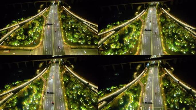 杭州萧山区市心北路立交桥高架桥夜景视频素