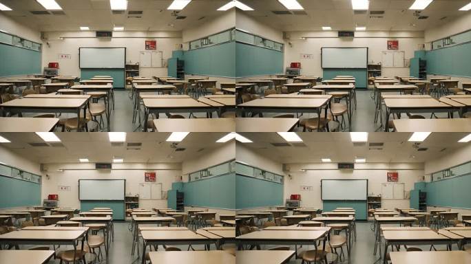 教室校园环境桌椅凳子 视频素材