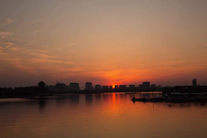 东昌湖边 夕阳延时