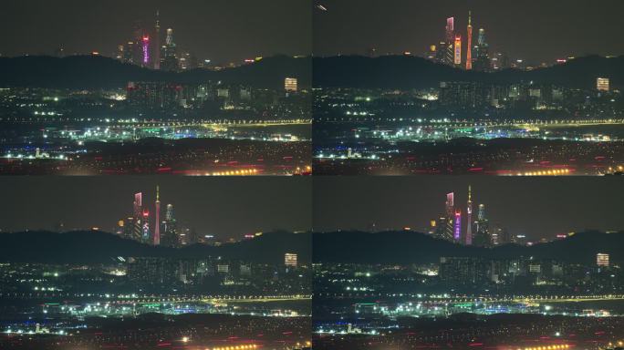 【商用8K】广州同框白云机场夜景飞机起降