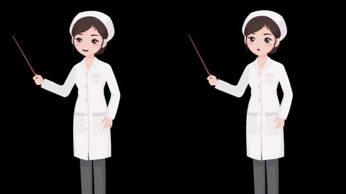 女护士拿教棍透明背景护士动态mg动画人物