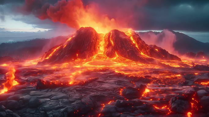 火山岩浆火山口喷发