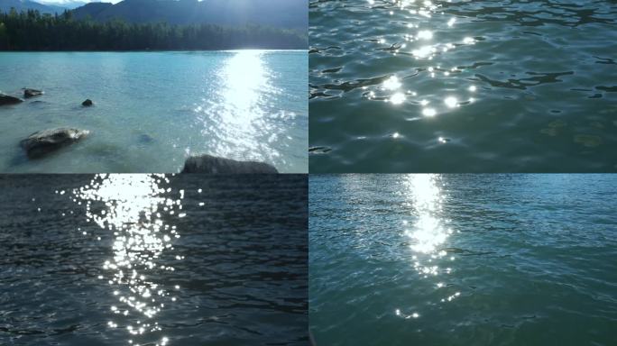 波光粼粼水面湖面湖边岸边水岸唯美自然风景