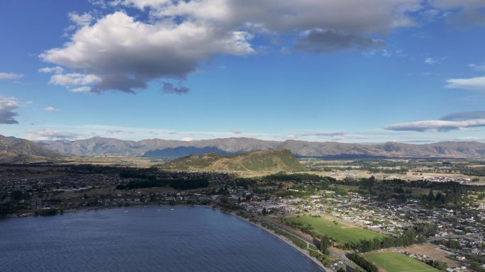 延时航拍新西兰瓦纳卡湖风光