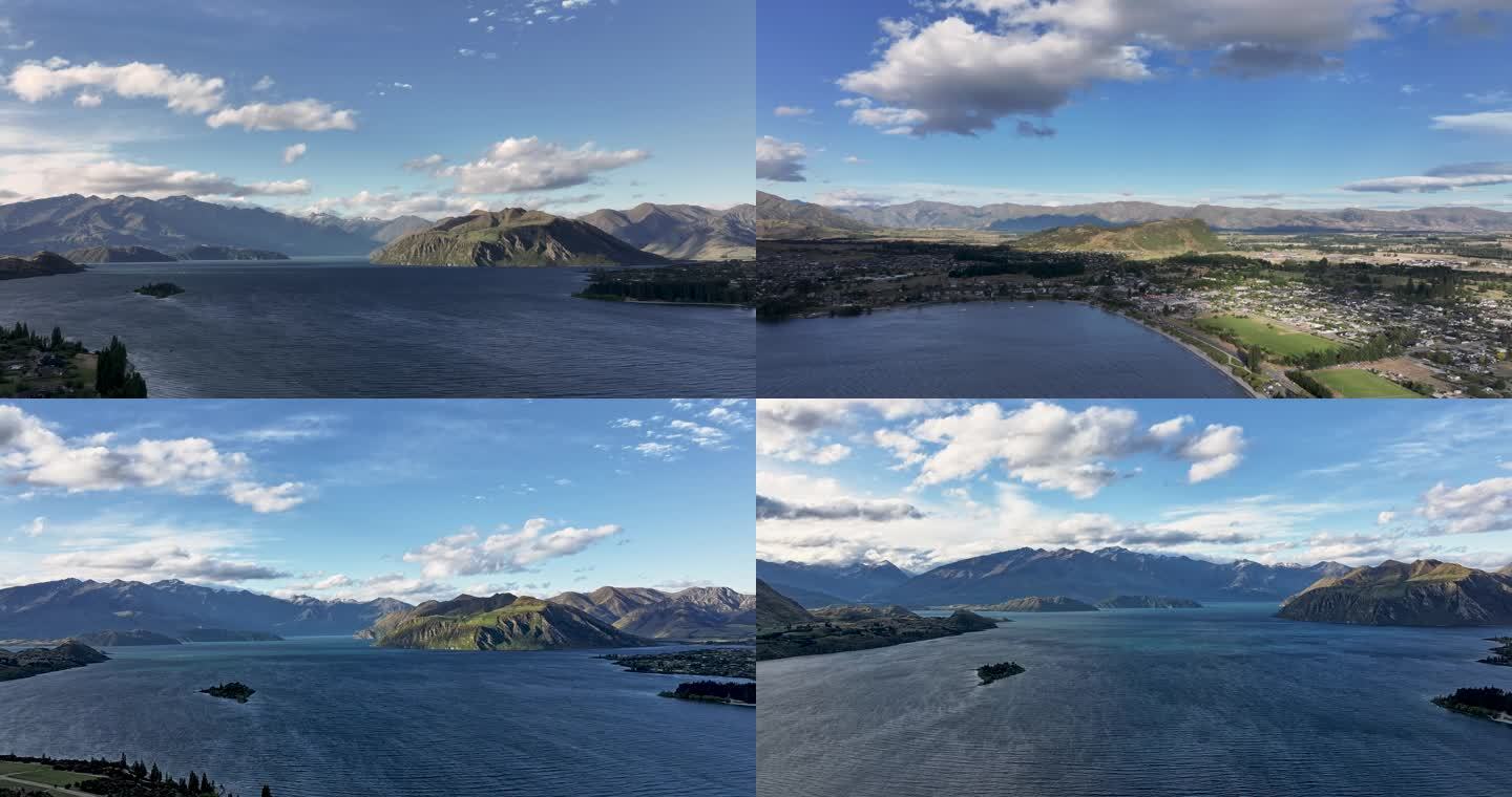 延时航拍新西兰瓦纳卡湖风光