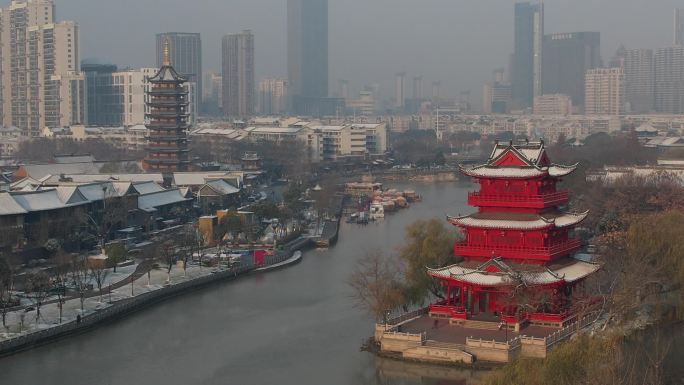 雪后的淮安里运河清江浦景区