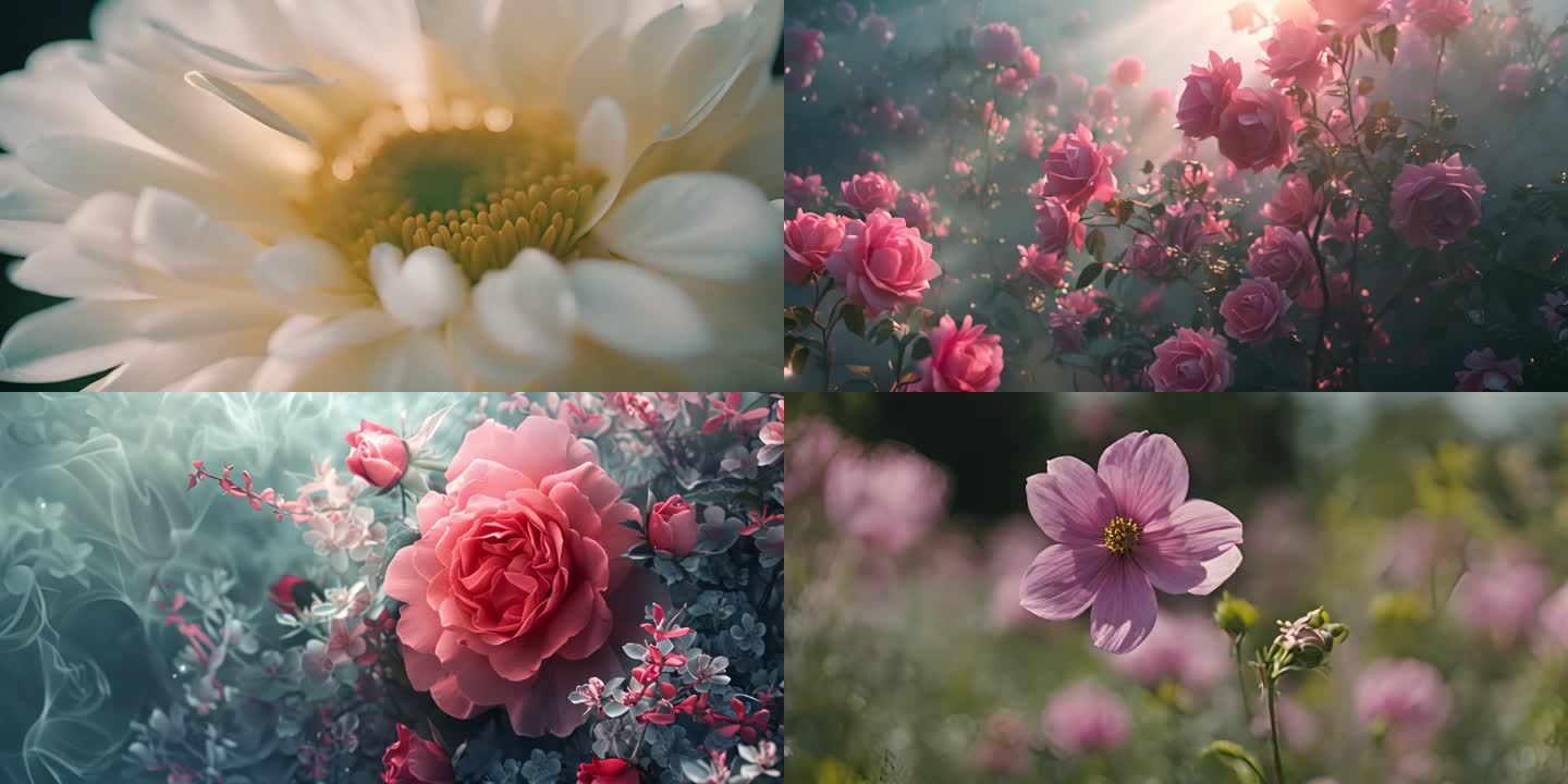 花丛视频玫瑰花 牡丹花