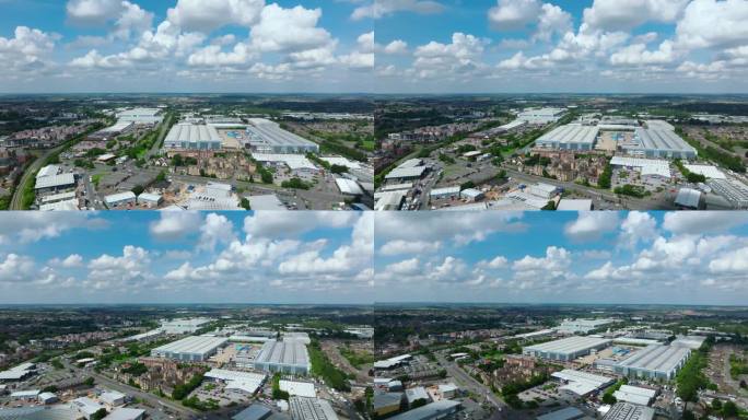 英国邓斯特布尔工业区的无人机视图