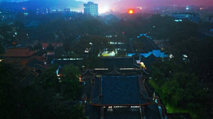 4k长沙湖南大学岳麓书院夜景航拍