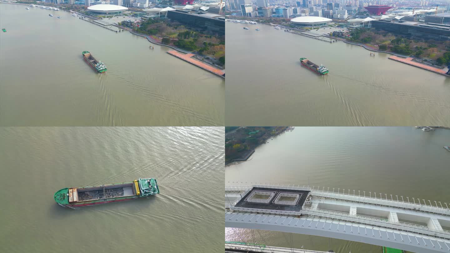 上海黄浦江上面的游船船只船舶特写视频素材