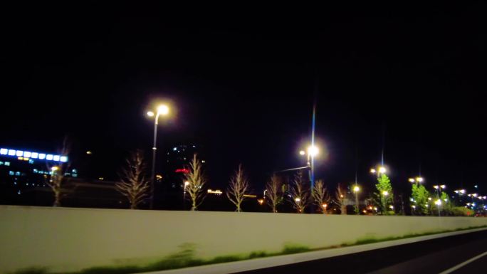 夜晚马路路灯汽车窗外的风景视频素材9