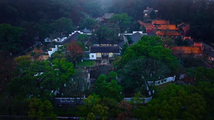 4k长沙湖南大学岳麓书院夜景航拍