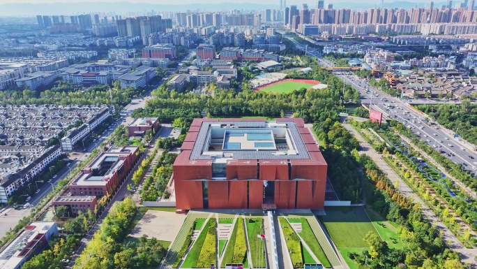 昆明云南省博物馆航拍城市风景