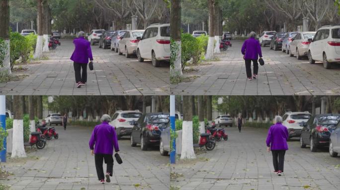 老人走路背影