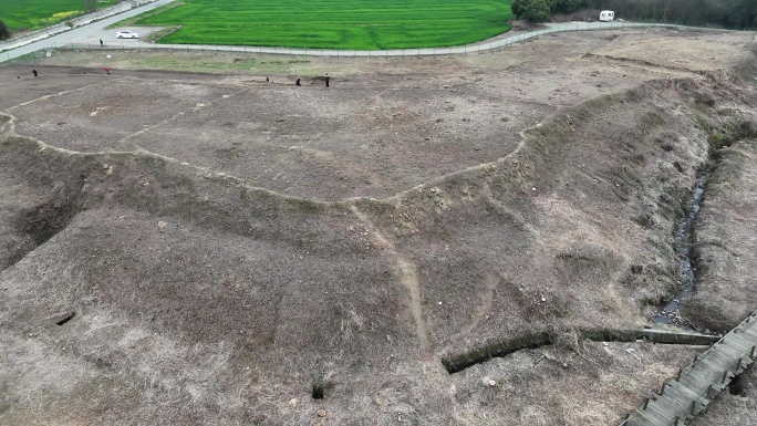 航拍四川广汉三星堆遗址考古发掘