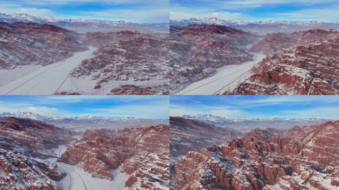 新疆阿克苏天山托木尔大峡谷雪景航拍