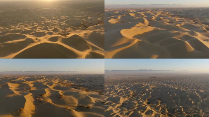 沙漠沙丘航拍 风吹沙 沙尘暴