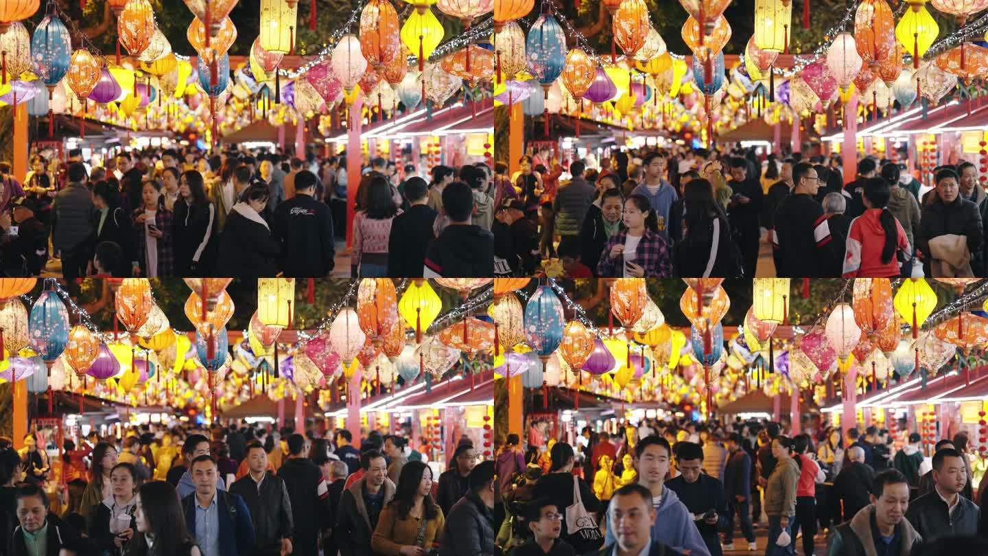 元宵节春节看花灯的人群