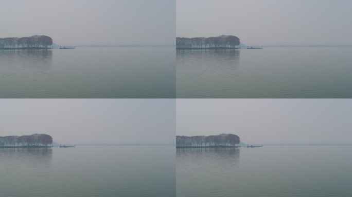 雾气中的湖北省武汉市东湖风景区