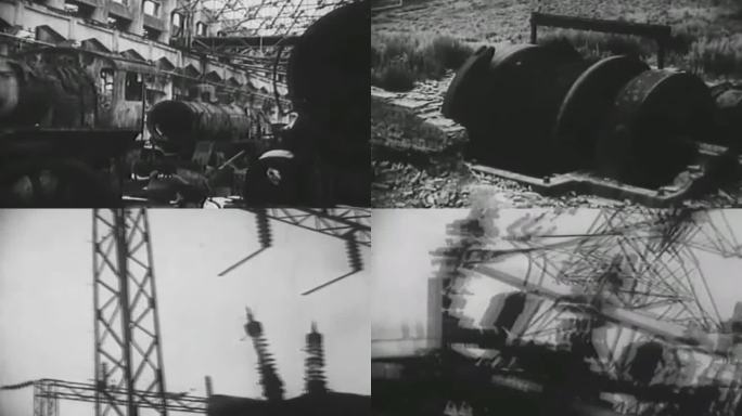 40年代中国工人修复铁路影像1