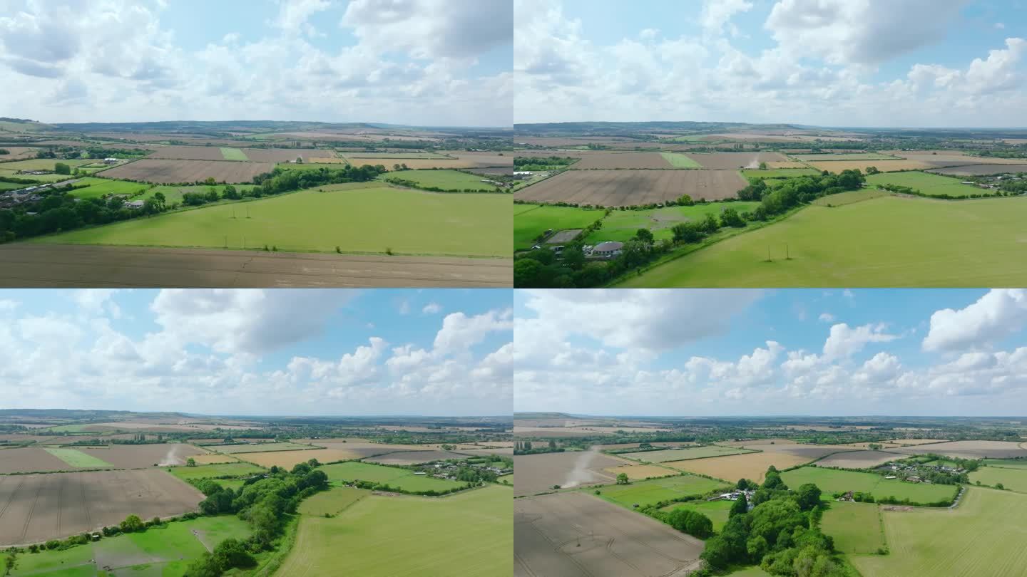 无人机拍摄的英国农业用地。