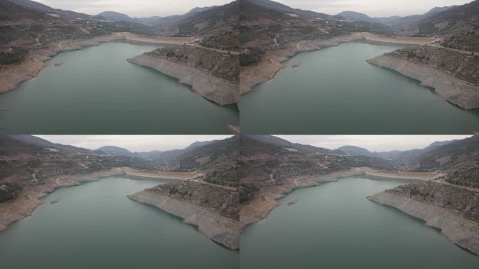 西班牙安达卢西亚格拉纳达地区的水库和水力发电厂“Embalse de Rules”处于低水位