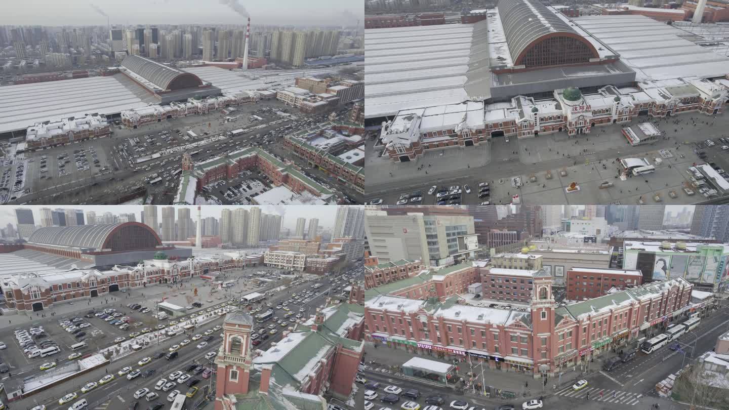 超震撼雪景沈阳站4K航拍素材（2）