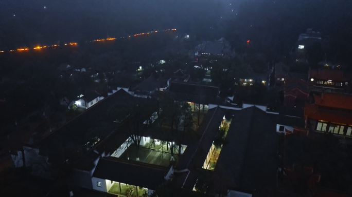 4k长沙湖南大学岳麓书院夜景航拍