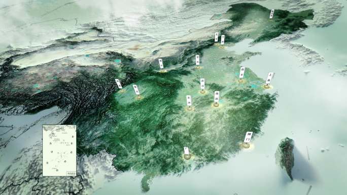 云中俯冲三维卫星全国地图展示AE模板
