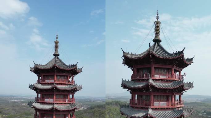 【4K】航拍南京高淳桠溪国际慢城文峰塔