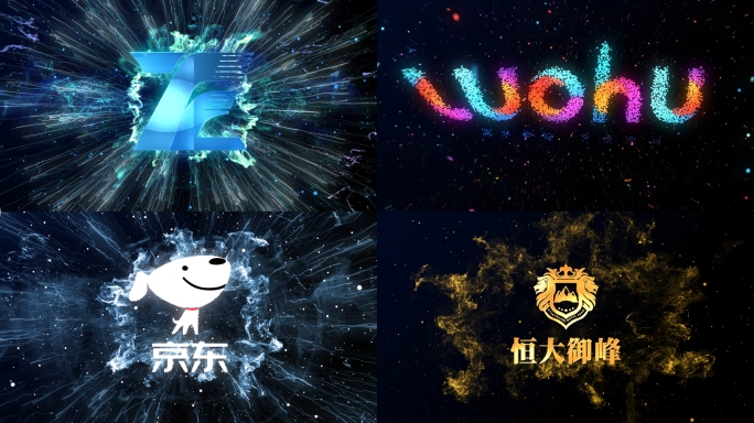 4K粒子汇聚金属质感logo