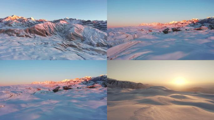 温宿县帕克勒克景区雪山雪景天山托木尔景区