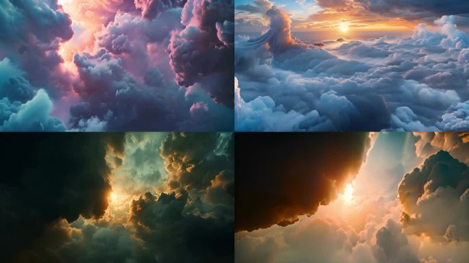 壮观宏伟的日出云层体积云穿梭视频素材