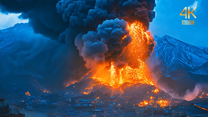 火山喷发 厚积薄发大气磅礴 大自然灾害