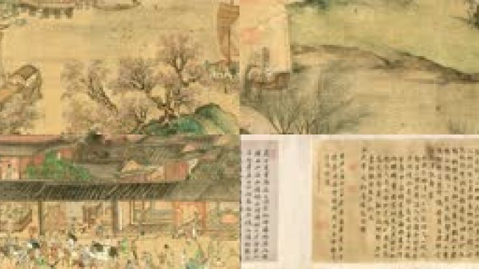 10K超宽屏《清明上河图卷》元.盛懋绘