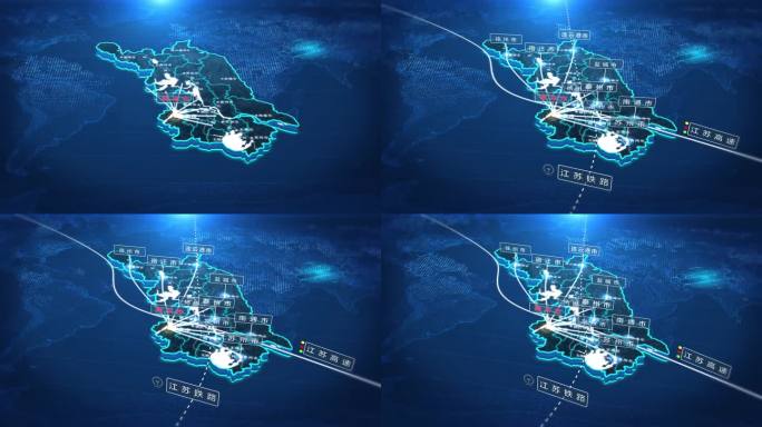 【江苏地图】蓝色科技江苏地图