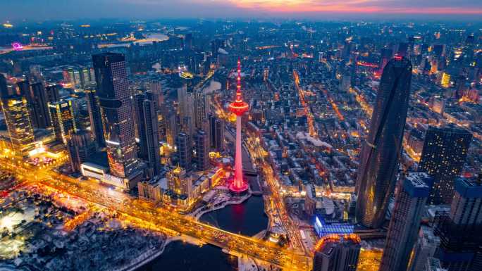 青年大街 彩电塔 城市夜景