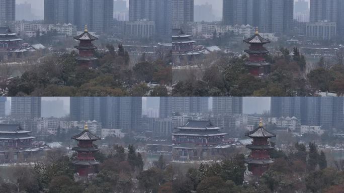 西安兴庆公园雪景