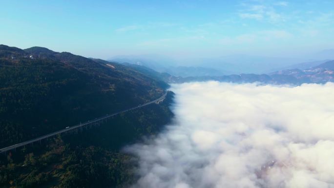 【4K】山林云海公路航拍