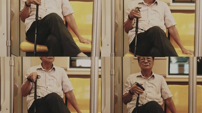 老人乘坐曼谷空铁旅行
