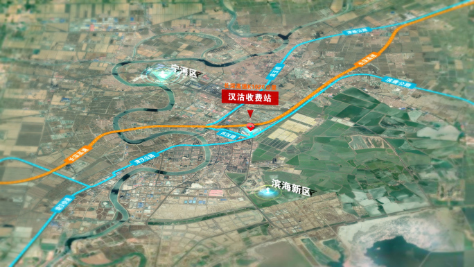 天津长深高速汉沽收费站路网区位地图