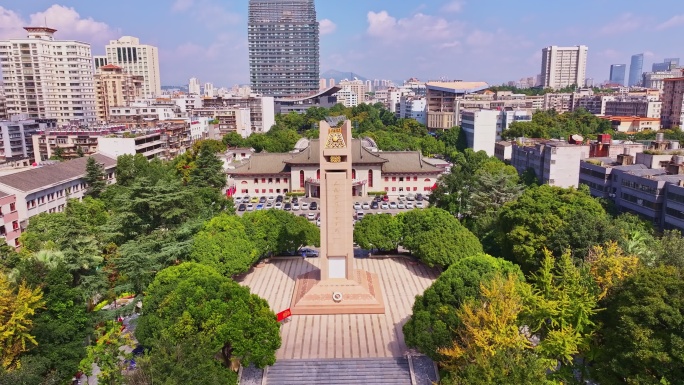 云南昆明五华区抗战胜利纪念堂航拍