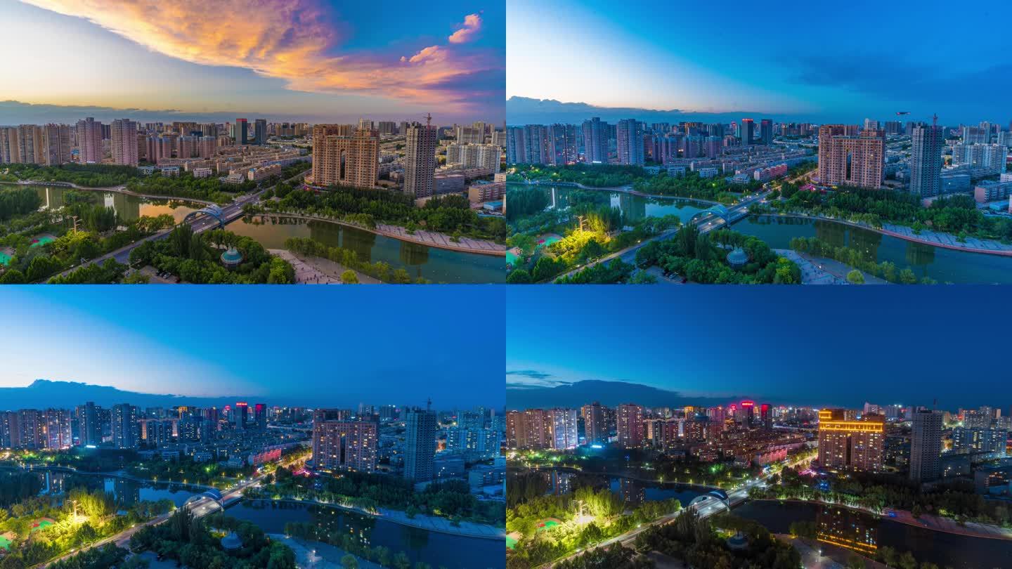 阿克苏市 城市航拍   阿克苏夜景