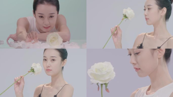 美女 花瓣 玫瑰 爱美 女性