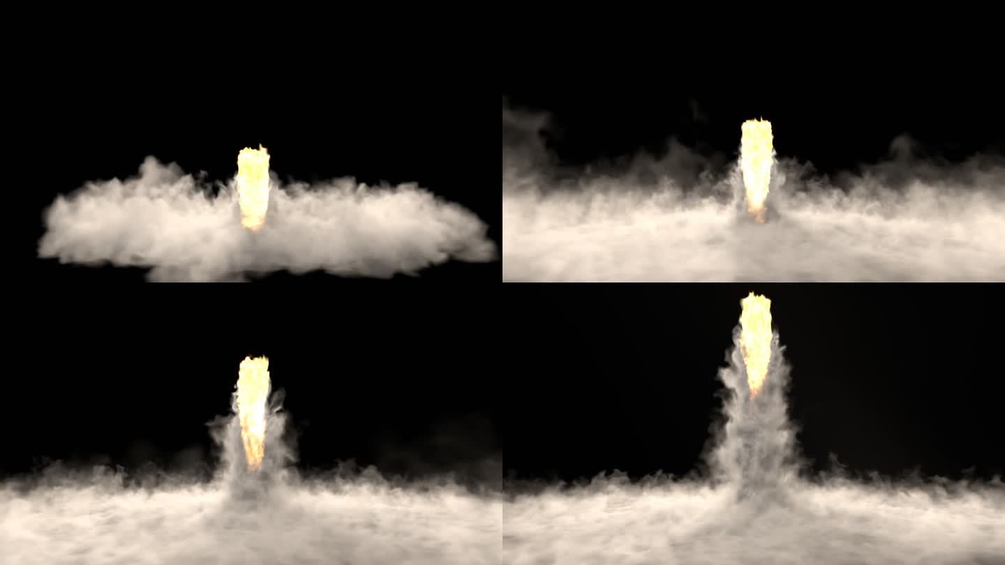 火箭发射喷发流体气流火焰