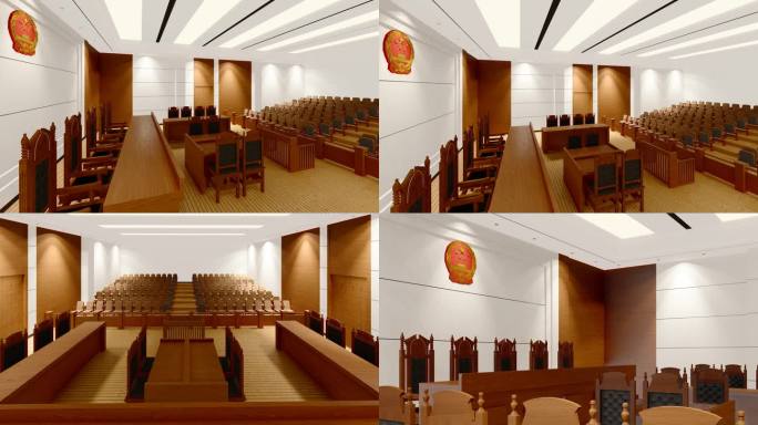 空旷的中国法院法庭室内空镜头视频