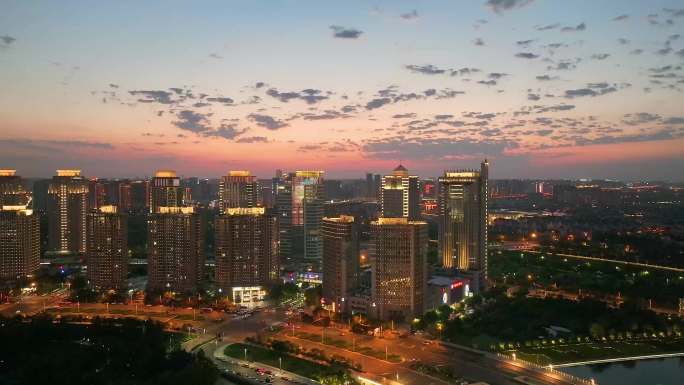 航拍郑州城市夜景