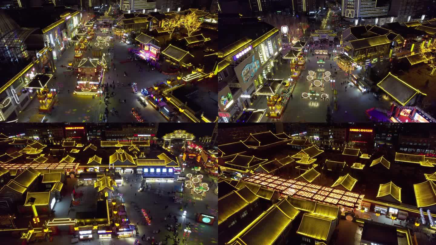 沈阳北市场皇寺夜景4K航拍素材（5）