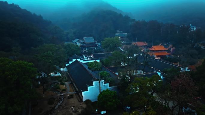 4k长沙湖南大学岳麓书院夜景航拍